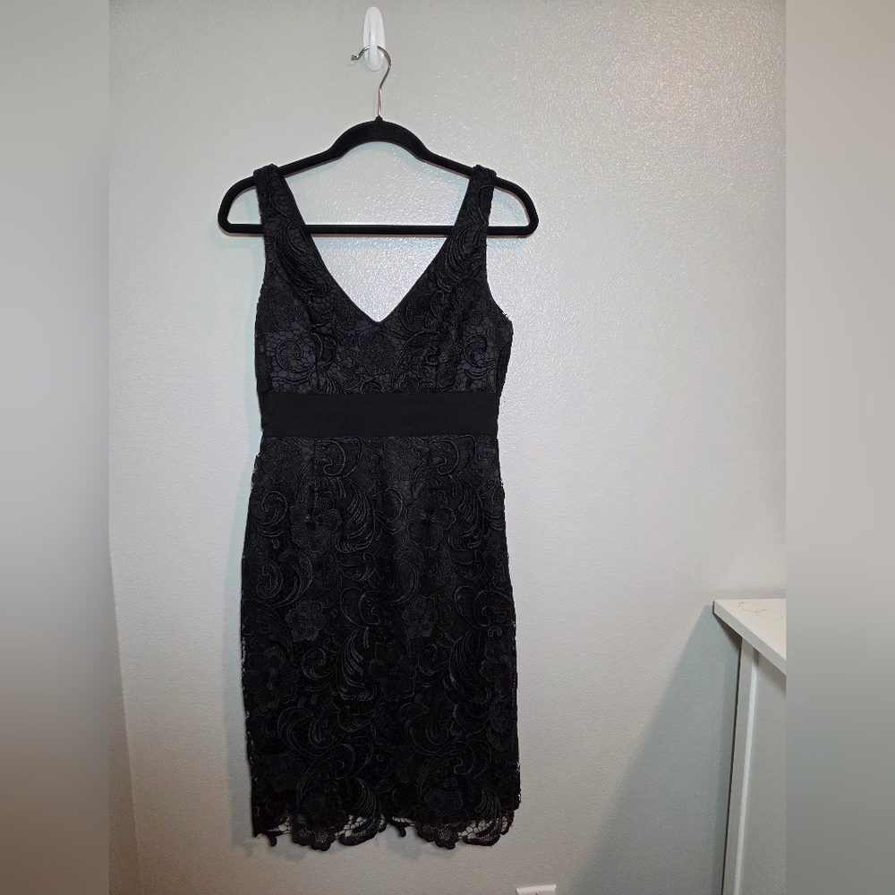 Adrianna Papell Black Lace Midi Dress